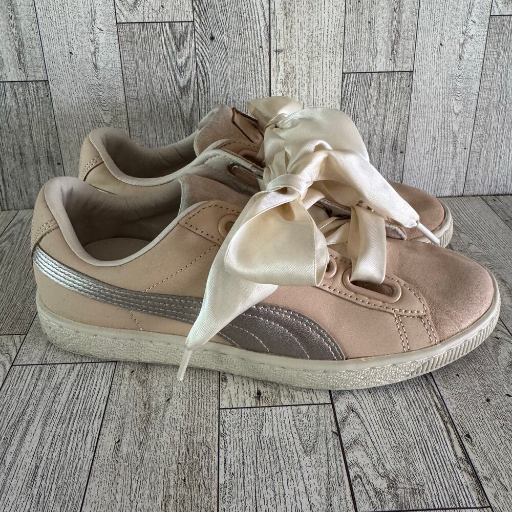 Puma Women's Basket Heart Up Shoes Natural Vachetta Tan 364955-01 Women’s Size 7
